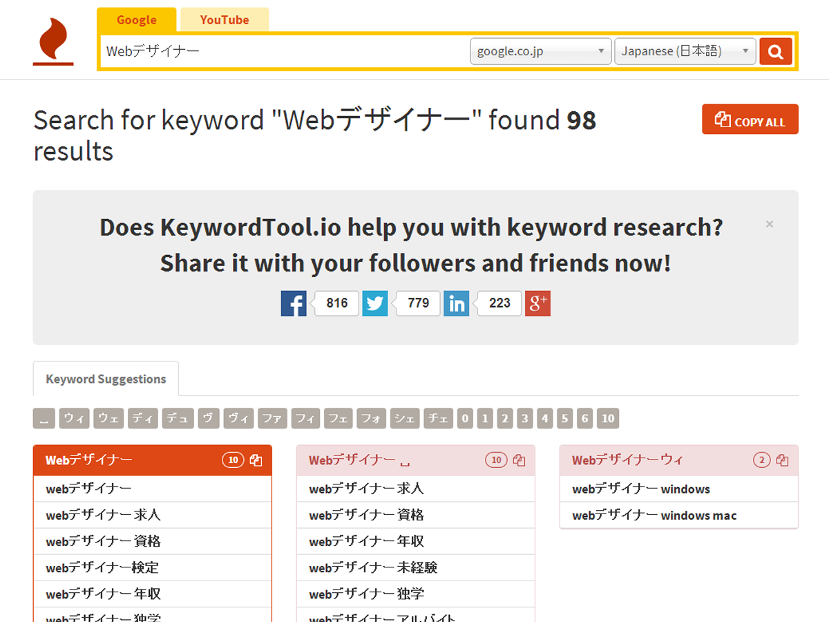 Keyword Tool